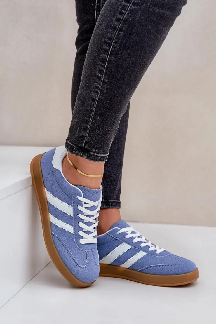 Online Boto Sneakersy Damskie Niskie Niebieskie Ennorwen