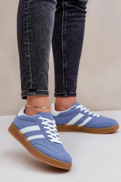 Online Boto Sneakersy Damskie Niskie Niebieskie Ennorwen