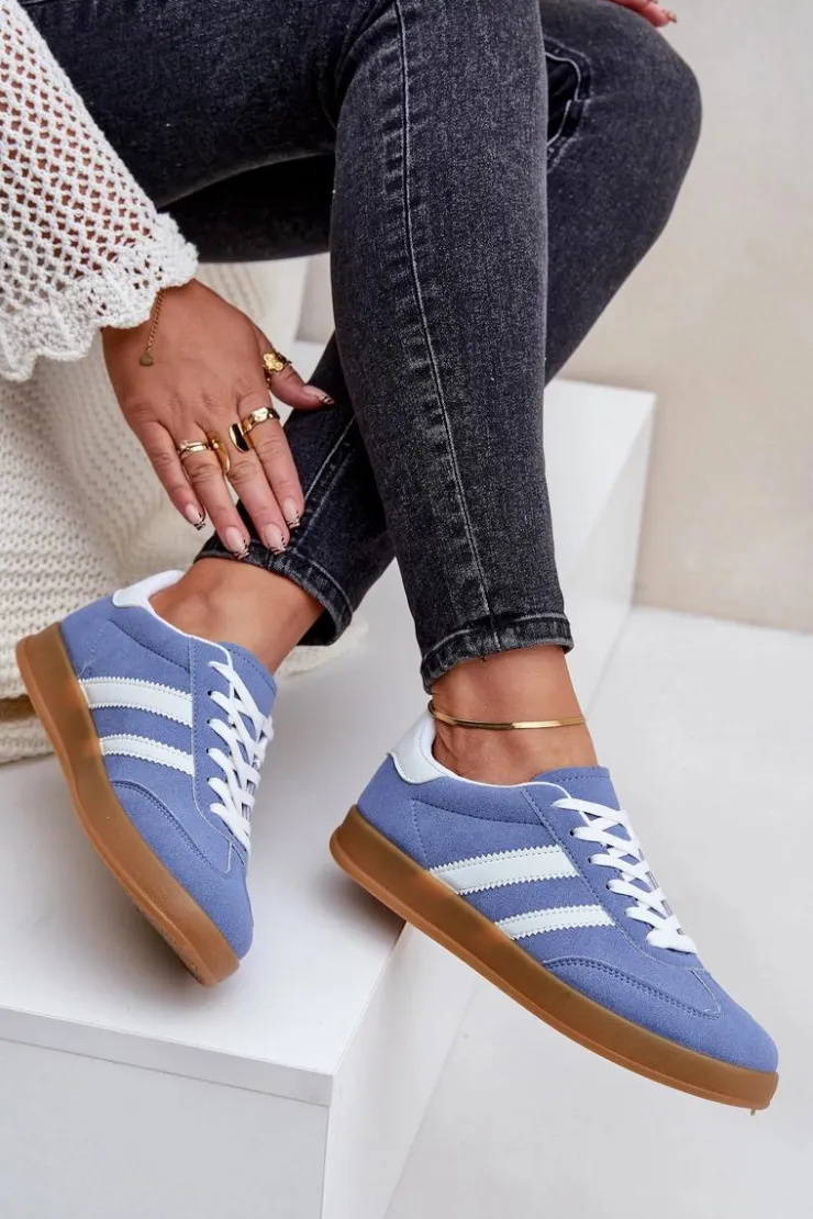 Online Boto Sneakersy Damskie Niskie Niebieskie Ennorwen