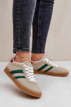 New Boto Sneakersy Damskie Niskie Beżowe Ennorwen Beżowy