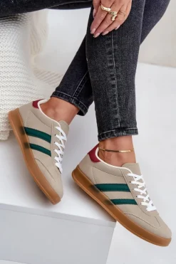 New Boto Sneakersy Damskie Niskie Beżowe Ennorwen Beżowy