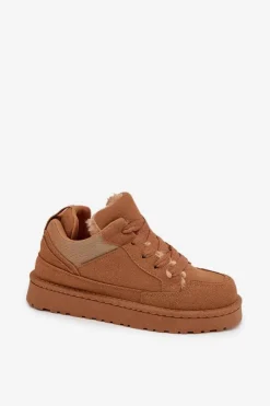 Damskie Boto Sneakersy Damskie Ocieplane Futerkiem Camel Cyrissa