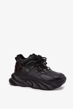 Outlet GOE Sneakersy Damskie Skóra Naturalna SS2N4036 Czarne Czarny