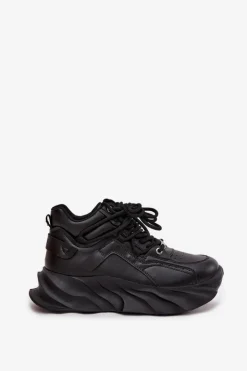 Outlet GOE Sneakersy Damskie Skóra Naturalna SS2N4036 Czarne Czarny