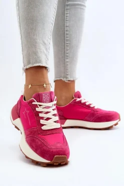 Big Star Shoes Sneakersy Damskie Skórzane Big Star NN274961 Fuksja