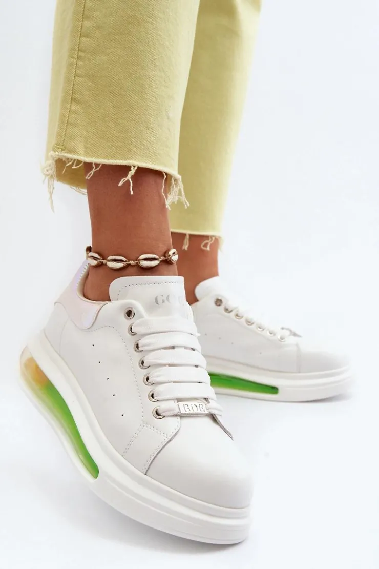 GOE Sneakersy Damskie*Sneakersy Damskie Skórzane NN2N4029 Białe Biały