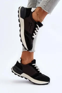 Big Star Shoes Buty Sportowe Big Star|Sneakersy Damskie*Sneakersy Damskie Skórzane Big Star NN274963 Czarne Czarny