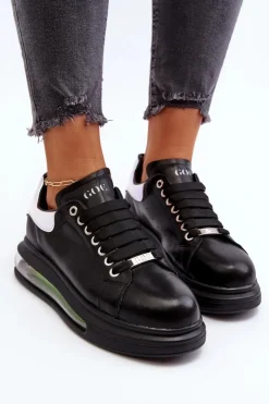 Online GOE Sneakersy Damskie Skórzane NN2N4030 Czarne Czarny