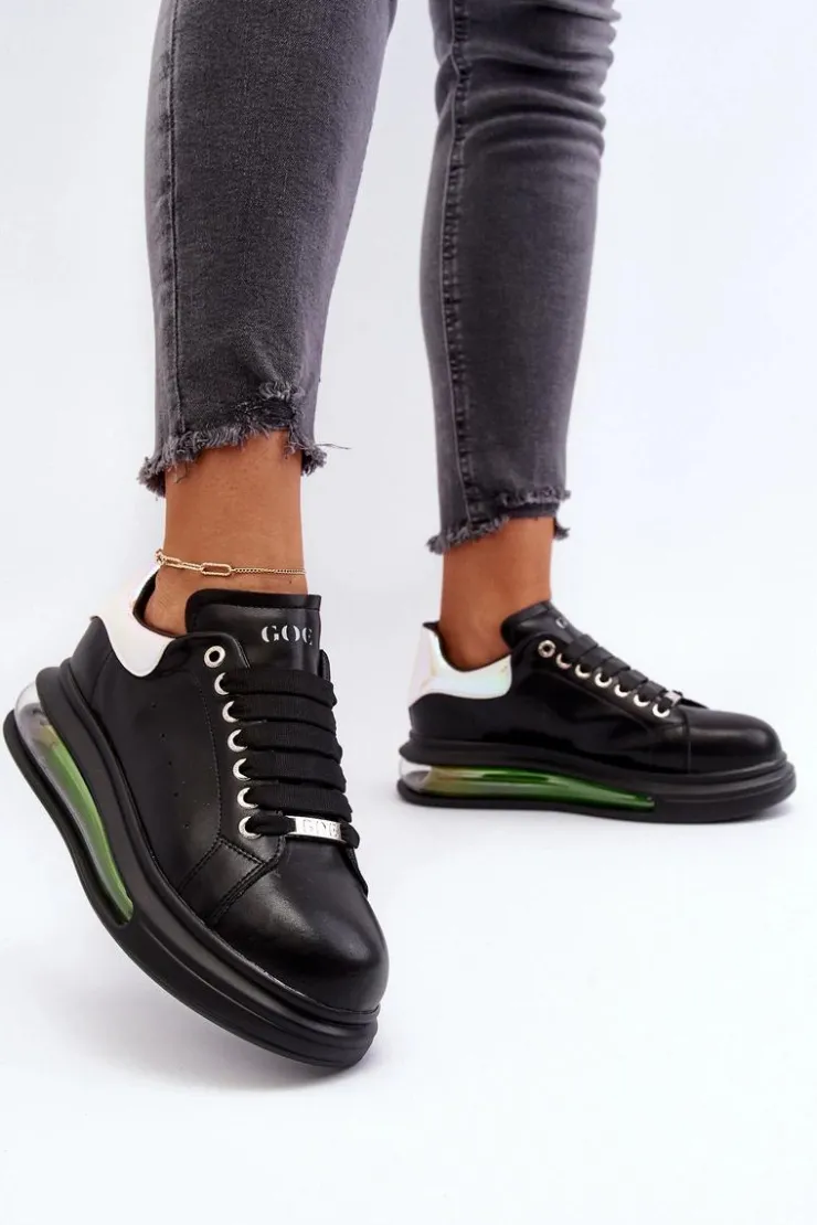 Online GOE Sneakersy Damskie Skórzane NN2N4030 Czarne Czarny