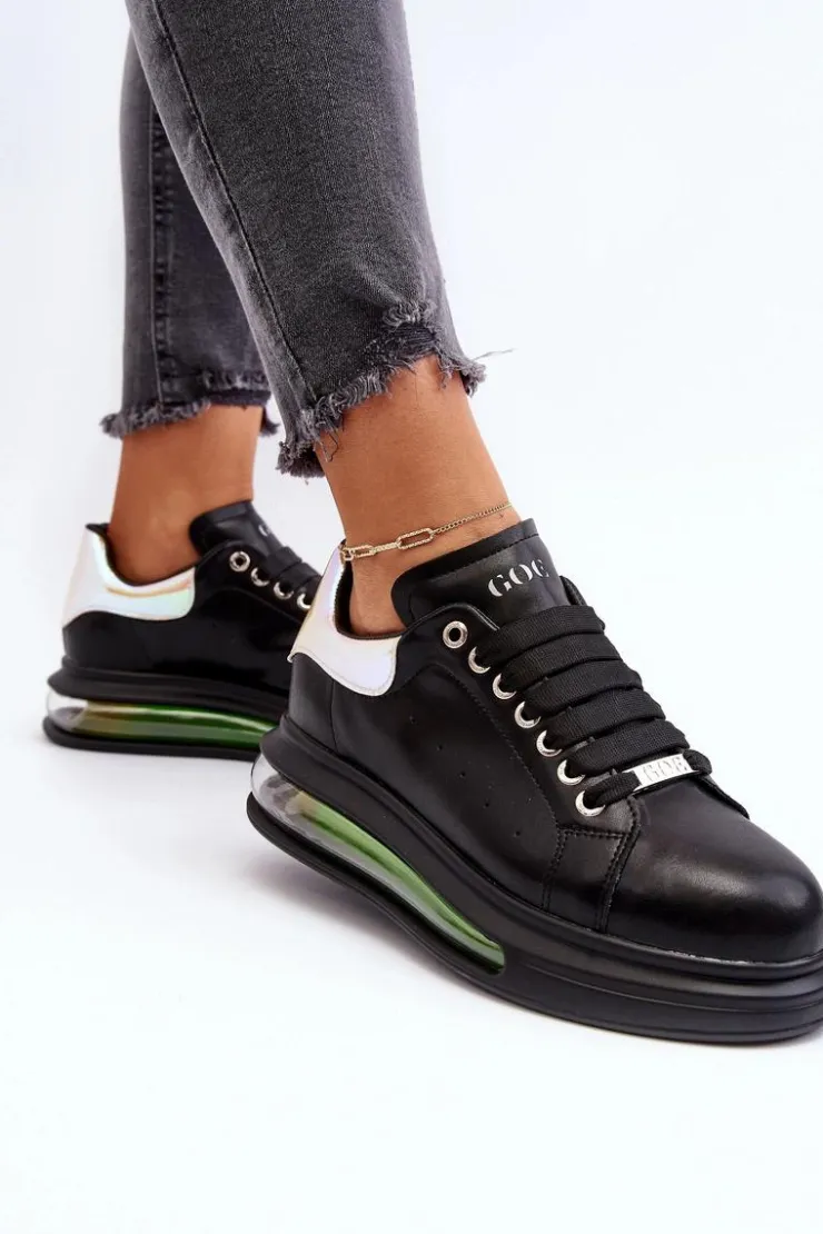 Online GOE Sneakersy Damskie Skórzane NN2N4030 Czarne Czarny