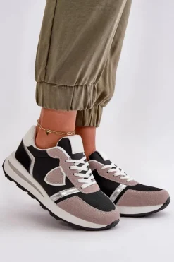 Boto Sneakersy Damskie*Sneakersy Damskie Z Brokatem Czarne Velaniela