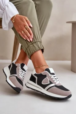 Boto Sneakersy Damskie*Sneakersy Damskie Z Brokatem Czarne Velaniela