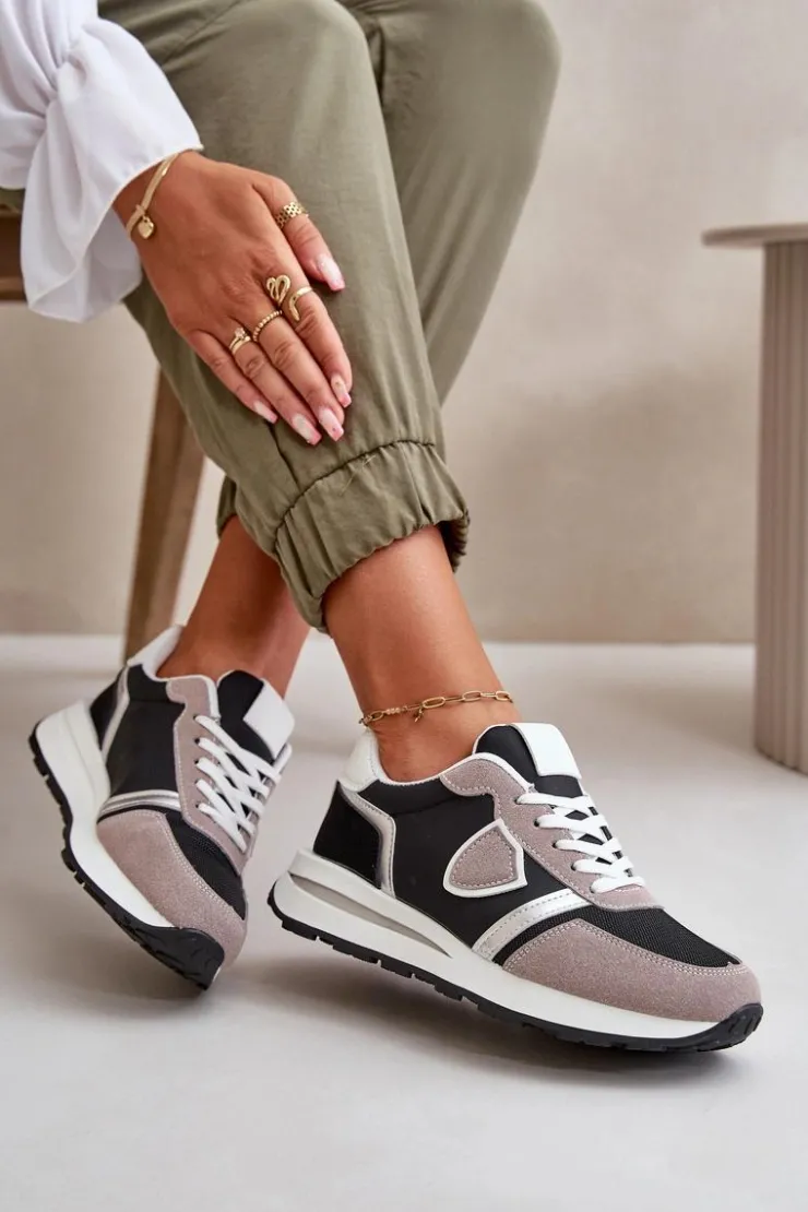 Boto Sneakersy Damskie*Sneakersy Damskie Z Brokatem Czarne Velaniela