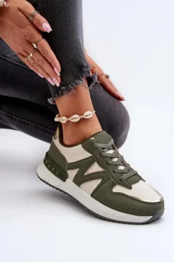 Boto Sneakersy Damskie*Sneakersy Damskie Z Eko Skóry Zielone Kaimans Zielony