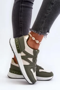 Boto Sneakersy Damskie*Sneakersy Damskie Z Eko Skóry Zielone Kaimans Zielony