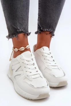 Boto Sneakersy Damskie*Sneakersy Damskie Z Eko Skóry Białe Kaimans Biały