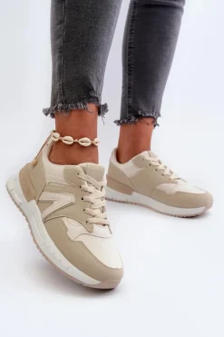 Discount Boto Sneakersy Damskie Z Eko Skóry Beżowe Vinelli Beżowy