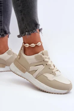 Discount Boto Sneakersy Damskie Z Eko Skóry Beżowe Vinelli Beżowy