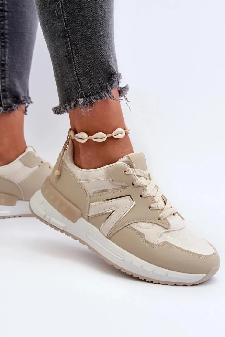 Discount Boto Sneakersy Damskie Z Eko Skóry Beżowe Vinelli Beżowy