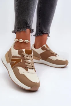 Boto Sneakersy Damskie*Sneakersy Damskie Z Eko Skóry Brązowe Vinelli Brązowy