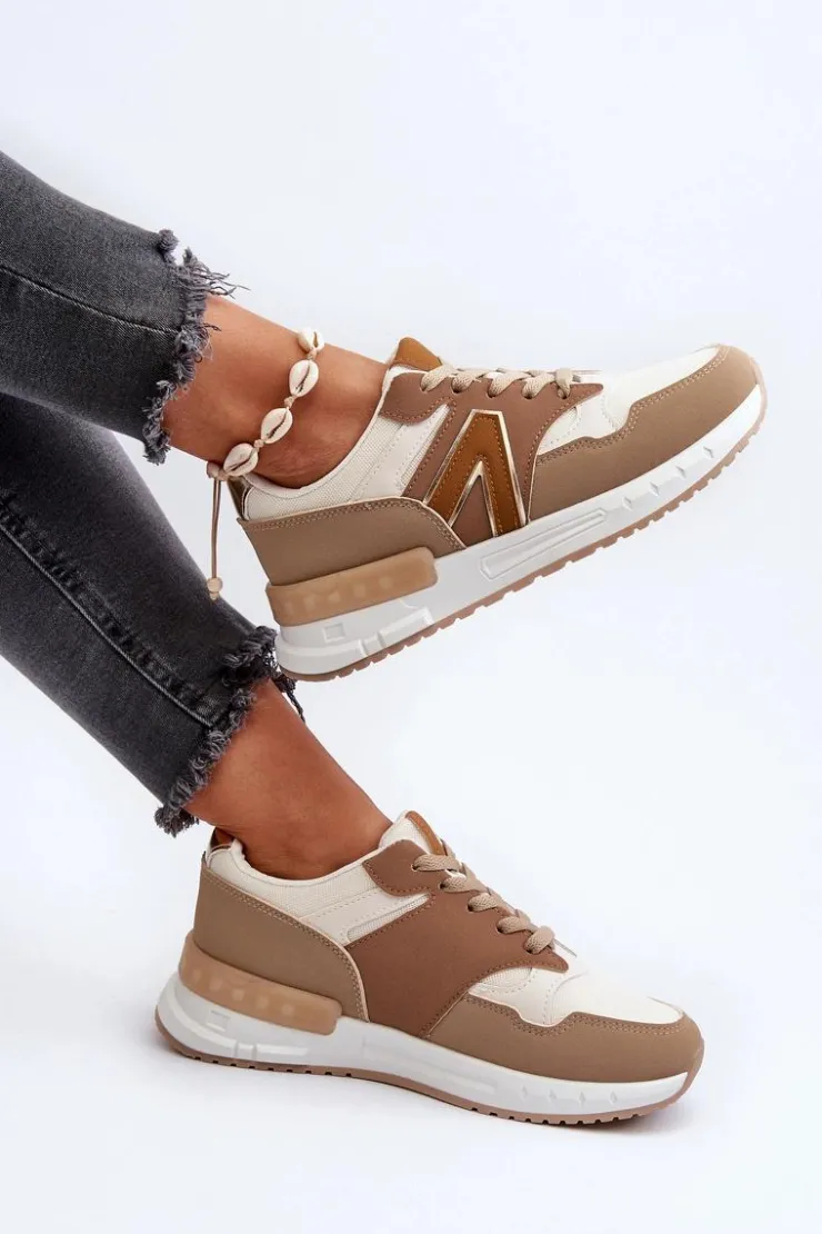 Boto Sneakersy Damskie*Sneakersy Damskie Z Eko Skóry Brązowe Vinelli Brązowy