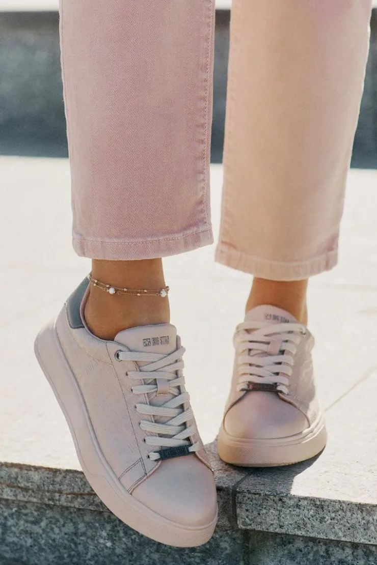 Damskie Big Star Shoes Sneakersy Damskie Z Eko Skóry Big Star RR274259 Beżowe