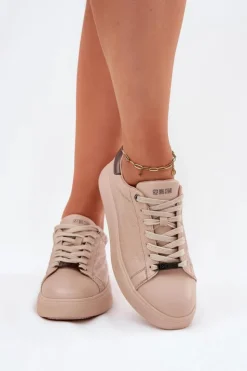 Damskie Big Star Shoes Sneakersy Damskie Z Eko Skóry Big Star RR274259 Beżowe