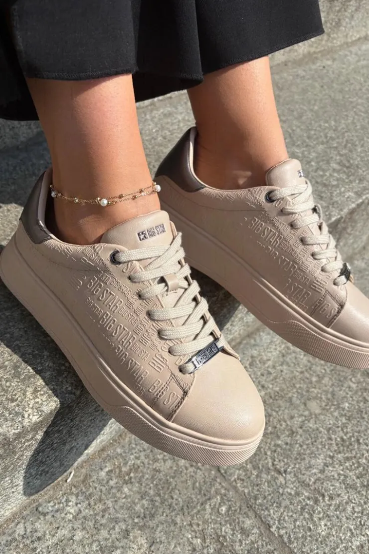 Damskie Big Star Shoes Sneakersy Damskie Z Eko Skóry Big Star RR274259 Beżowe