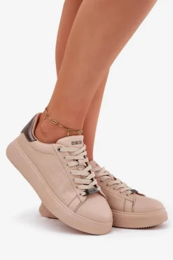 Damskie Big Star Shoes Sneakersy Damskie Z Eko Skóry Big Star RR274259 Beżowe