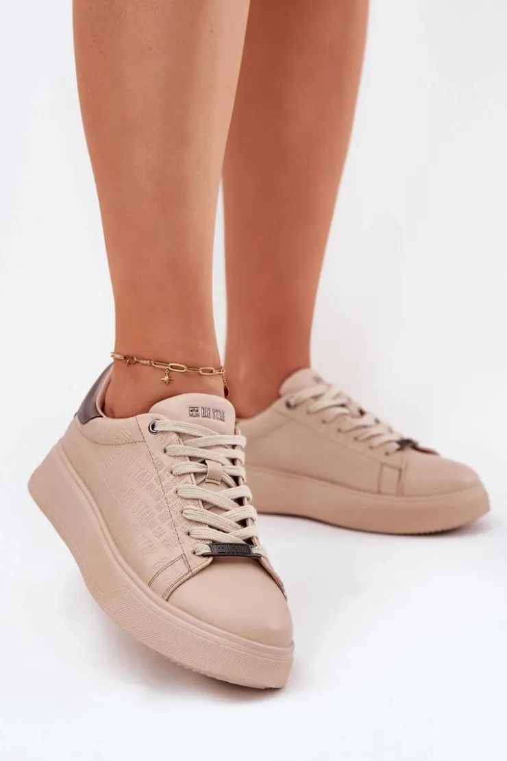 Damskie Big Star Shoes Sneakersy Damskie Z Eko Skóry Big Star RR274259 Beżowe