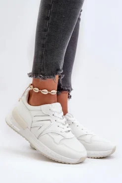 Damskie Boto Sneakersy Damskie Z Eko Skóry Białe Vinelli