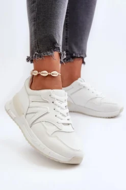 Damskie Boto Sneakersy Damskie Z Eko Skóry Białe Vinelli