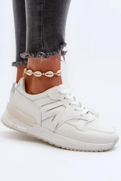 Damskie Boto Sneakersy Damskie Z Eko Skóry Białe Vinelli