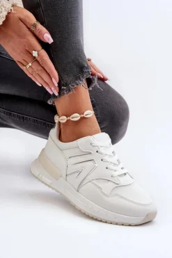 Damskie Boto Sneakersy Damskie Z Eko Skóry Białe Vinelli