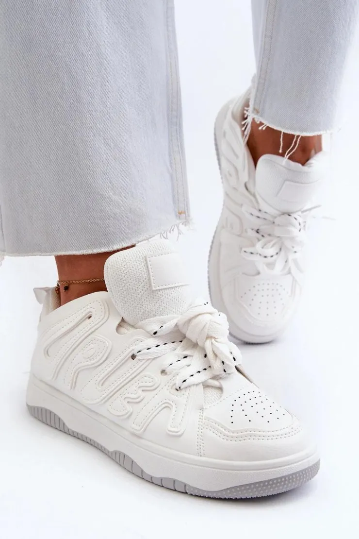 Boto Sneakersy Damskie*Sneakersy Damskie Z Eko Skóry Białe Berilla