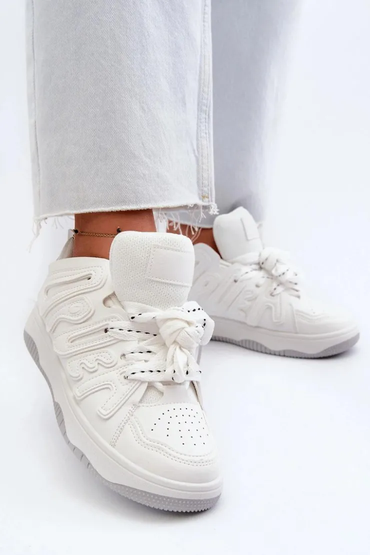 Boto Sneakersy Damskie*Sneakersy Damskie Z Eko Skóry Białe Berilla