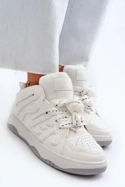 Boto Sneakersy Damskie*Sneakersy Damskie Z Eko Skóry Białe Berilla