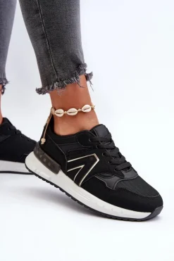 Damskie Boto Sneakersy Damskie Z Eko Skóry Czarne Vinelli