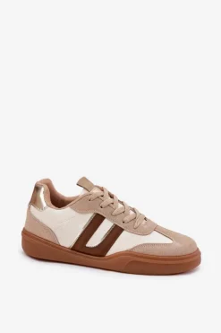 Clearance Boto Sneakersy Damskie Z Eko Zamszu Beżowe Satylies