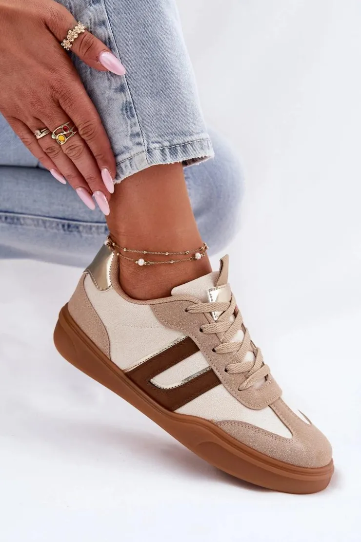 Clearance Boto Sneakersy Damskie Z Eko Zamszu Beżowe Satylies
