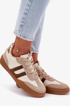 Clearance Boto Sneakersy Damskie Z Eko Zamszu Beżowe Satylies