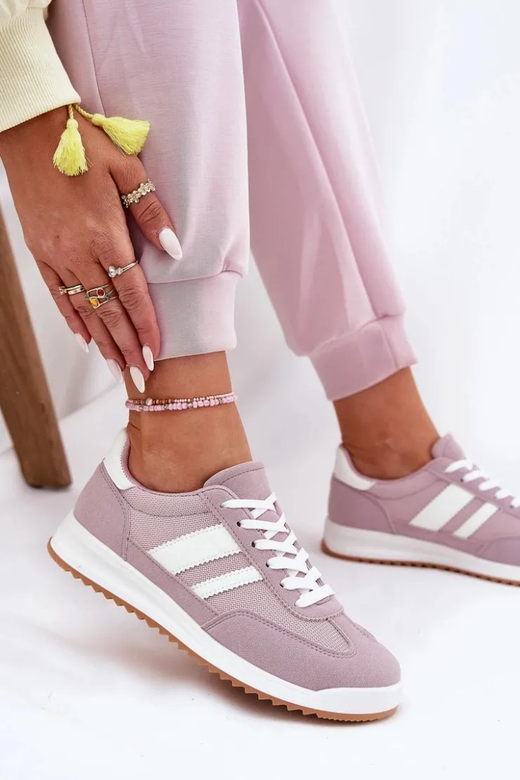 Damskie Boto Sneakersy Damskie Z Eko Zamszu Fioletowe Marinils