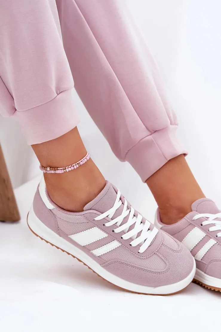 Damskie Boto Sneakersy Damskie Z Eko Zamszu Fioletowe Marinils