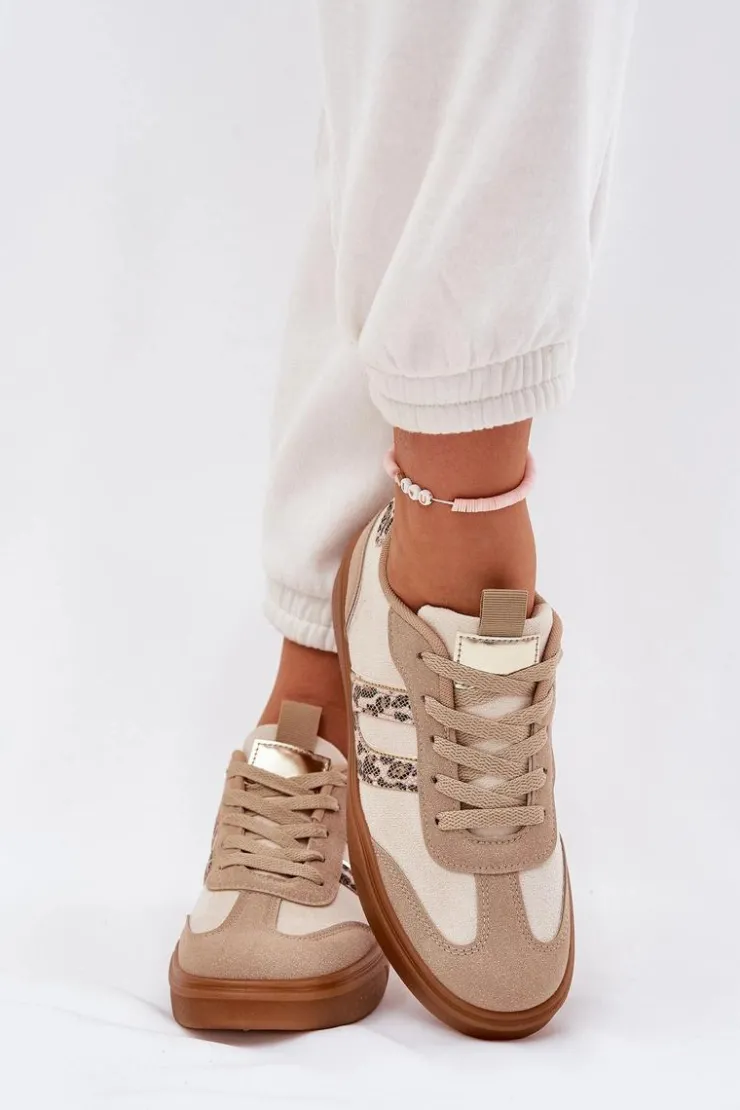 Boto Buty Sportowe Na Platformie|Sneakersy Damskie*Sneakersy Damskie Z Eko Zamszu Panterka Beżowe Satylies