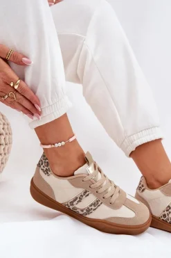 Boto Buty Sportowe Na Platformie|Sneakersy Damskie*Sneakersy Damskie Z Eko Zamszu Panterka Beżowe Satylies