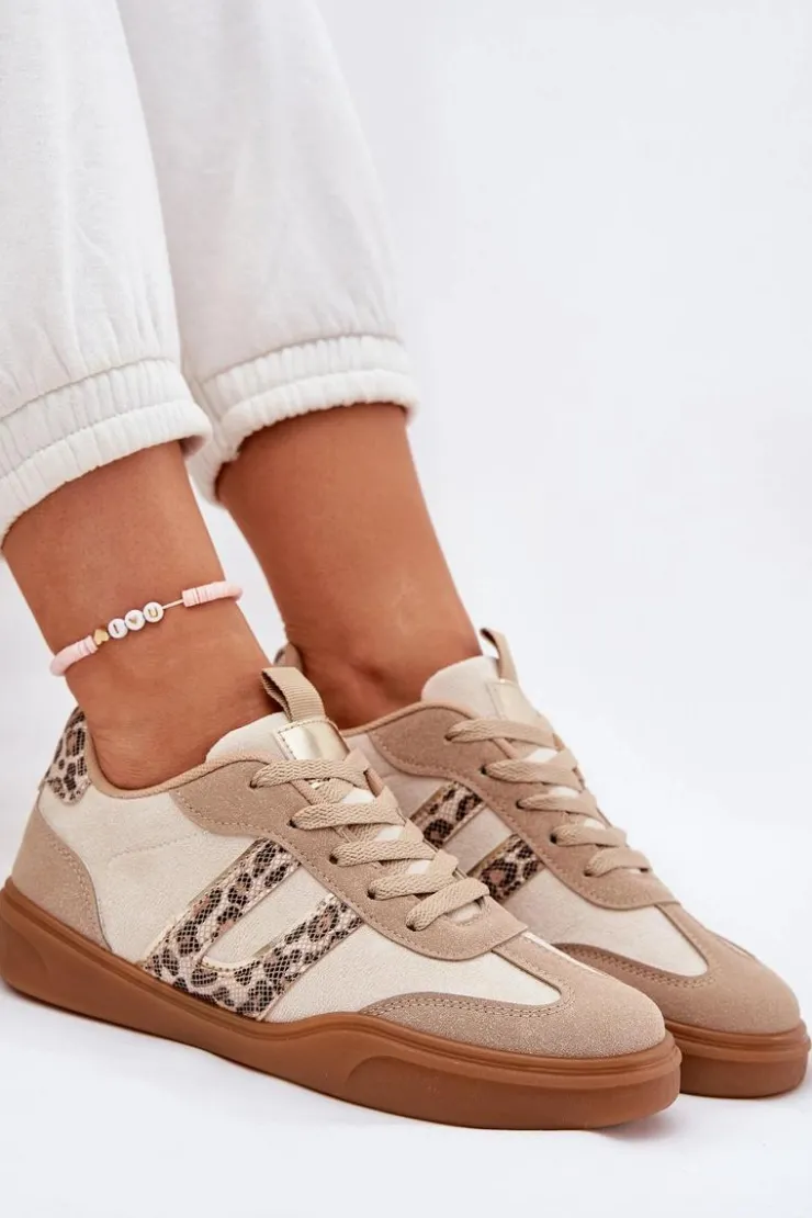 Boto Buty Sportowe Na Platformie|Sneakersy Damskie*Sneakersy Damskie Z Eko Zamszu Panterka Beżowe Satylies