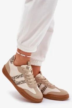 Boto Buty Sportowe Na Platformie|Sneakersy Damskie*Sneakersy Damskie Z Eko Zamszu Panterka Beżowe Satylies