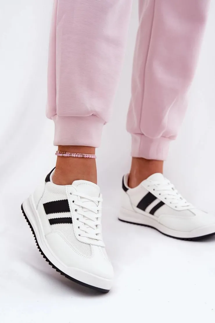 Clearance Boto Sneakersy Damskie Z Eko Zamszu Białe Marinils Biały