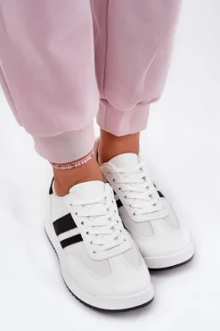 Clearance Boto Sneakersy Damskie Z Eko Zamszu Białe Marinils Biały