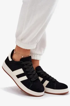 Damskie Evento Sneakersy Damskie Z Eko Zamszu Czarne Arlenina